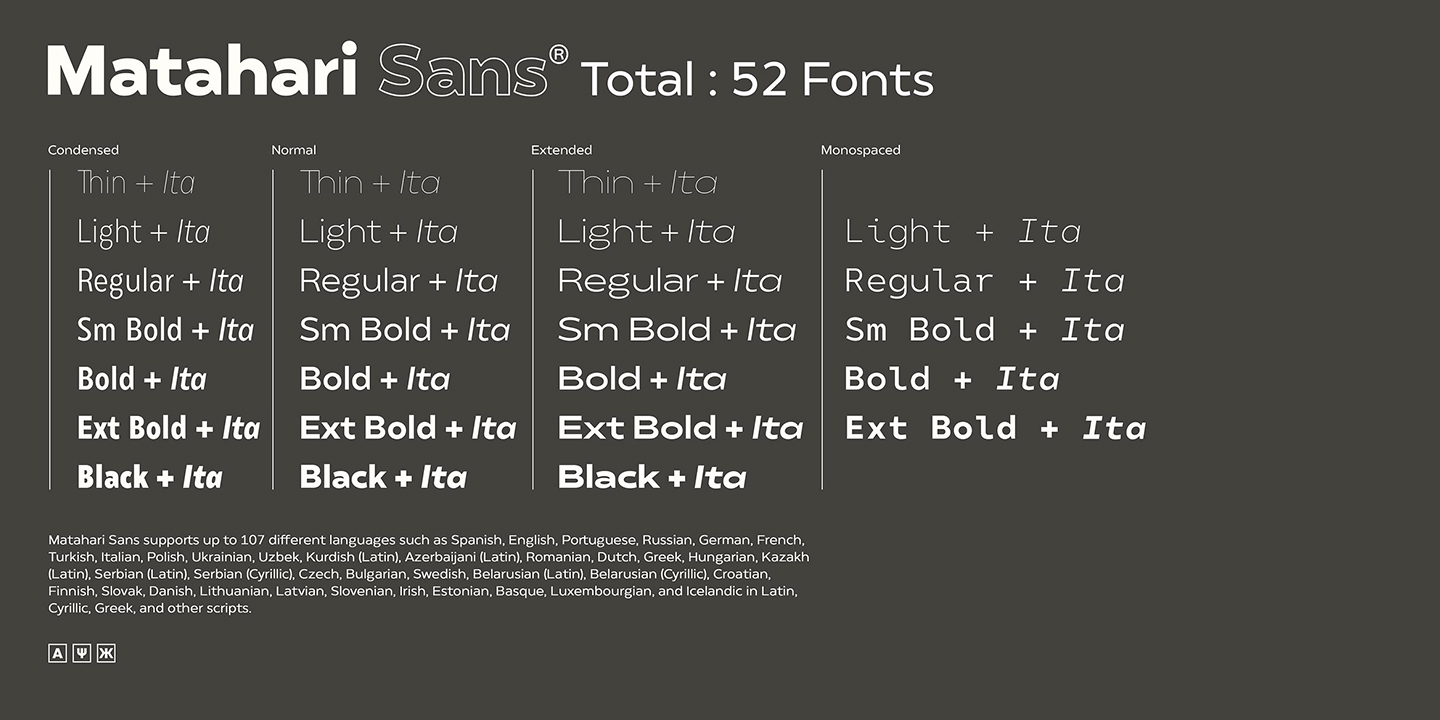 Matahari Sans Extended 900 Black Oblique Font preview
